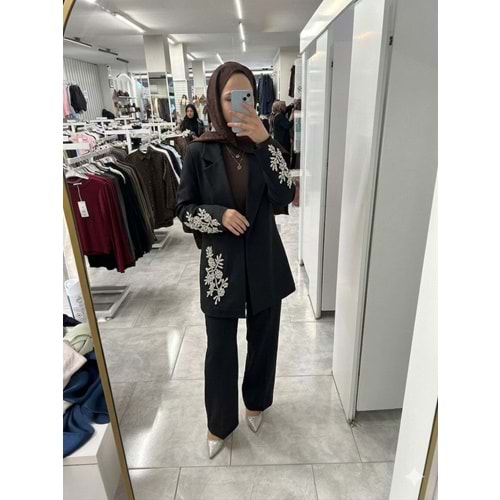 Taşlı Ceketli Takım 1318 - Siyah - 40