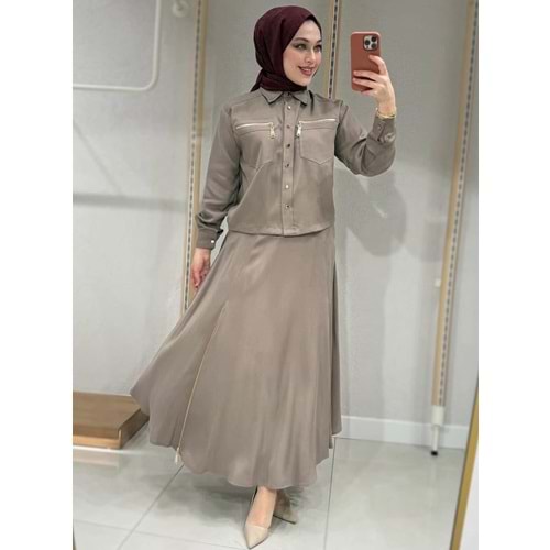 Gold Zincirli Etekli Takım 1512 - Vizon - L