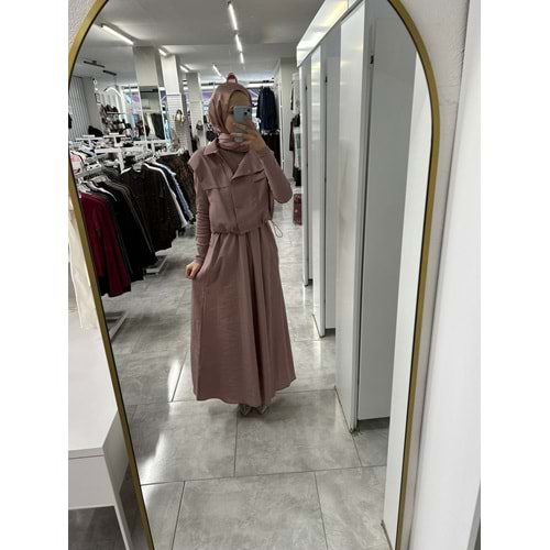 Yelekli Elbiseli Takım 36138 - Gül - L