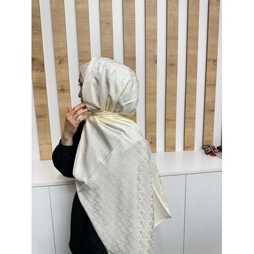 D Desen Şal 1105 - Krem - TEK BEDEN
