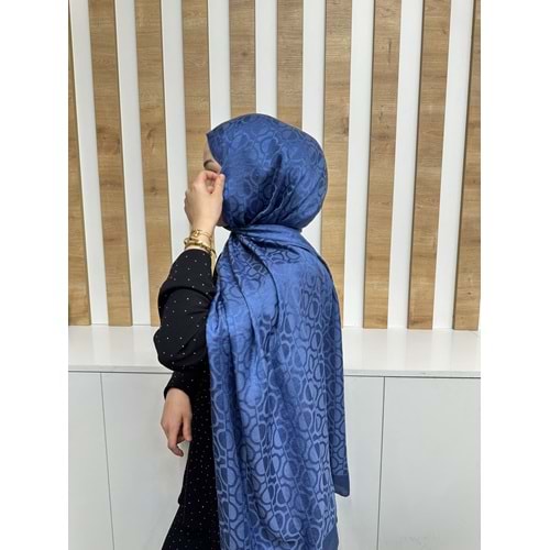 Oval Desenli Aerobin Şal 1112 - Mavi - TEK BEDEN