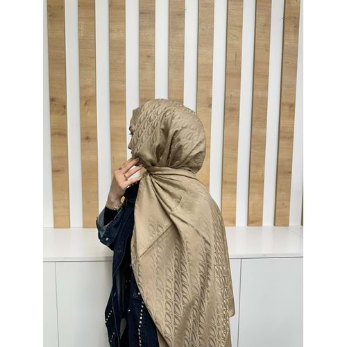 V Desenli Şal 1637 - Camel - TEK BEDEN - AZRA08233-64307