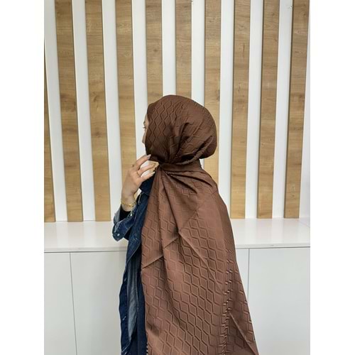 Üçgen Desenli Şal 1640 - Acı Kahve - TEK BEDEN - AZRA08235-64315
