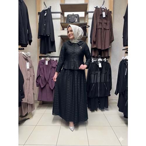 Güpürlü Etekli Takım 1930 - Siyah - 40-42 - AZRA08240-64364