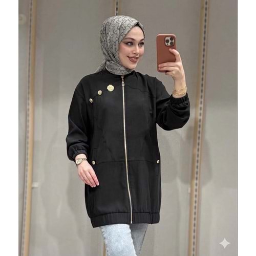 Gold Düğme Detaylı Kap 1524 - Siyah - XL-XXL