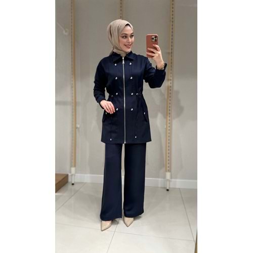 Gümüş Düğme Detaylı Takım 1515 - Lacivert - S-M