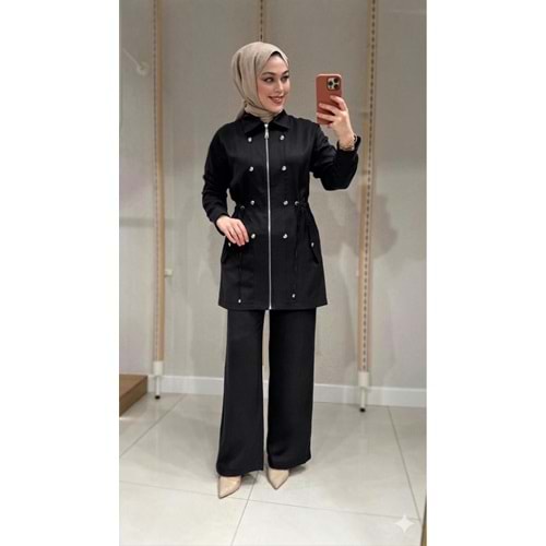 Gümüş Düğme Detaylı Takım 1515 - Siyah - S-M
