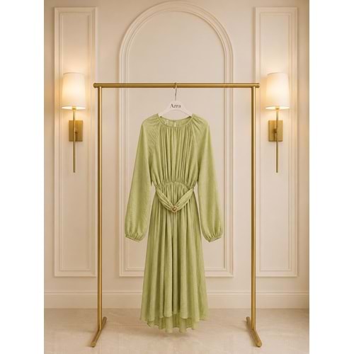 Lilyum Tokalı Elbise 1436 - Mint Yeşili - S-M