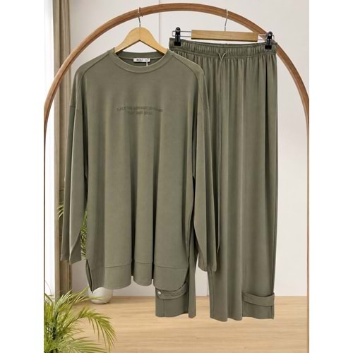 Paça Baskı Detaylı Takım 37061 - Haki - L