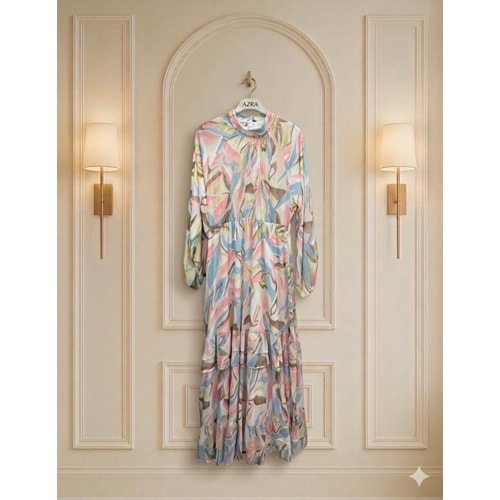 Şifon Elbise 130038 - Pembe - 40 - AZRA08503-66827
