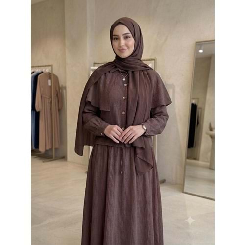 Müslin Etekli Takım 8204 - Acı Kahve - XL