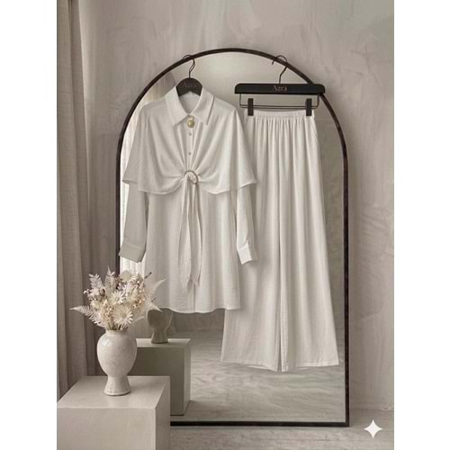 Modal Pelerinli Takım 1478 - Beyaz - XL-XXL