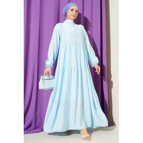 Çilek Robalı Elbise 2428 - Mavi - S-M