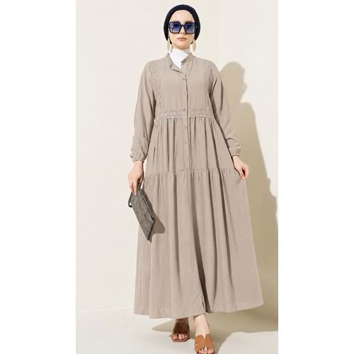 Çilek Robalı Elbise 2428 - Vizon - S-M