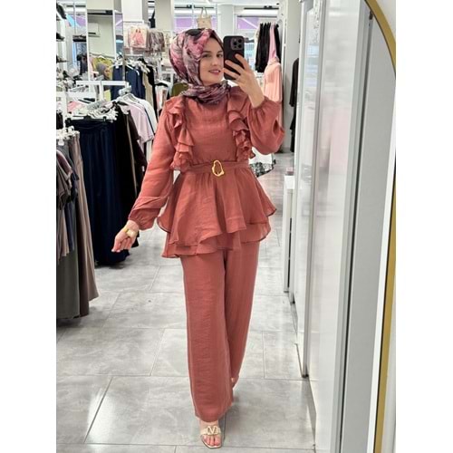 Omuzu Fırfırlı Takım 080 - Kiremit - L-XL