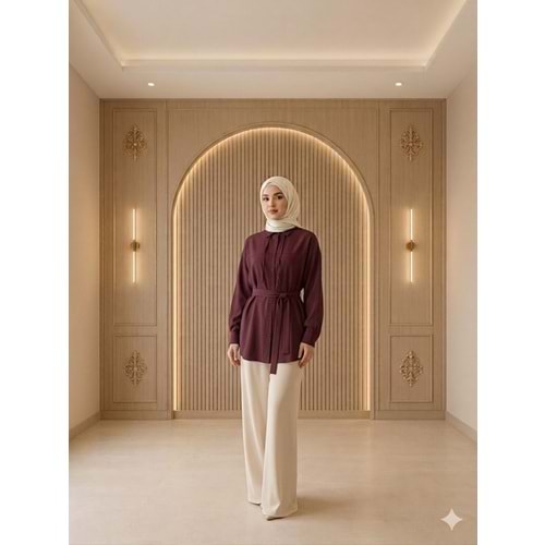 Düz Cupra Gömlek 894 - Bordo - L-XL
