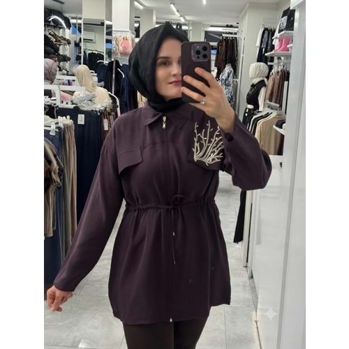Yanı Taşlı Tensel Kap 7567 - Mürdüm - M-L