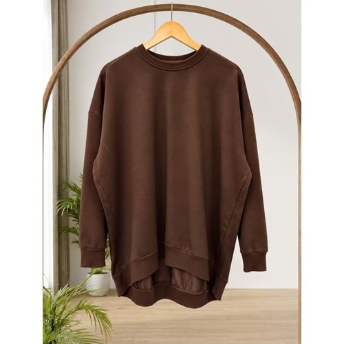 Oversize Sweat 2382 - Kahve Rengi - TEK BEDEN