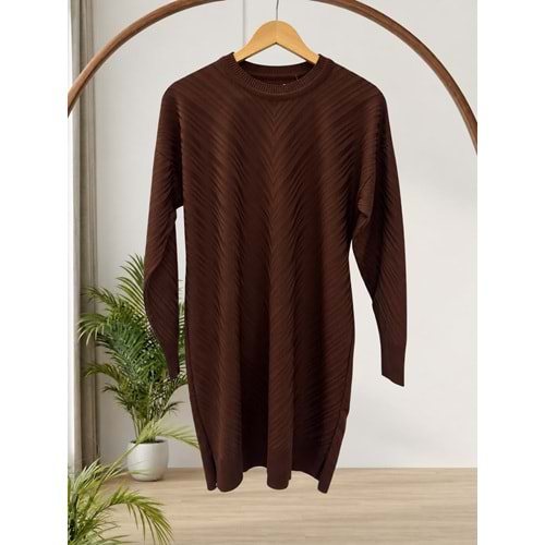 Zikzak Merserize Tunik 3192 - Acı Kahve - TEK BEDEN