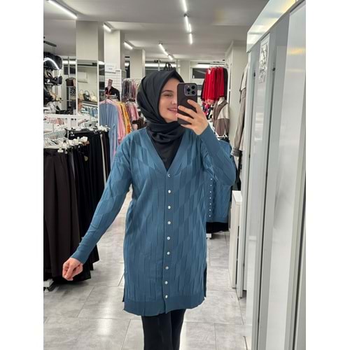 İrem Merserize Hırka 3363 - İndigo - TEK BEDEN