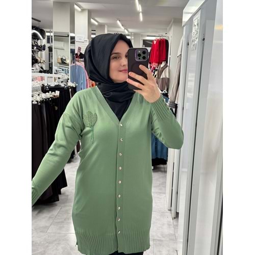 Buket Çiçekli Hırka 3260 - Mint Yeşili - TEK BEDEN
