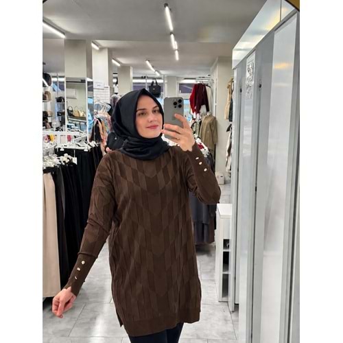 İrem Merserize Tunik 3293 - Acı Kahve - TEK BEDEN
