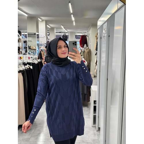 İrem Merserize Tunik 3293 - Lacivert - TEK BEDEN