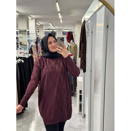 İrem Merserize Tunik 3293 - Mürdüm - TEK BEDEN