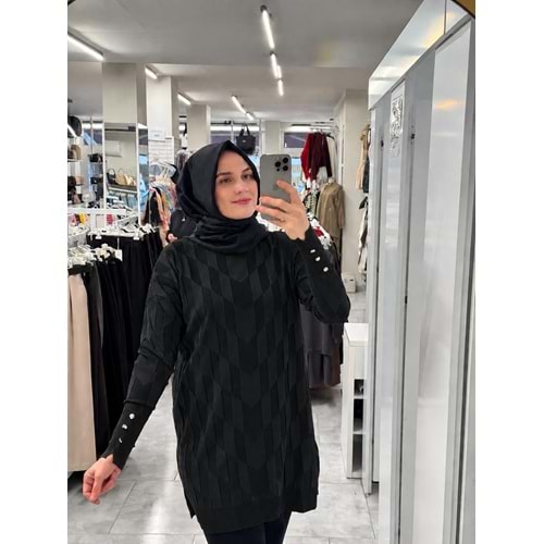 İrem Merserize Tunik 3293 - Siyah - TEK BEDEN