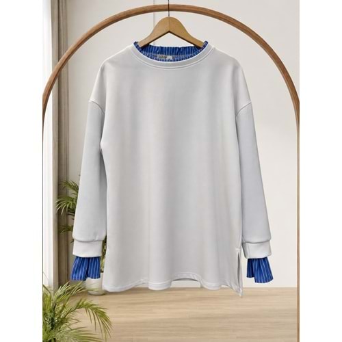 Kolu ve Yakası Çizgili Tunik 2077 - Ekru - L-XL