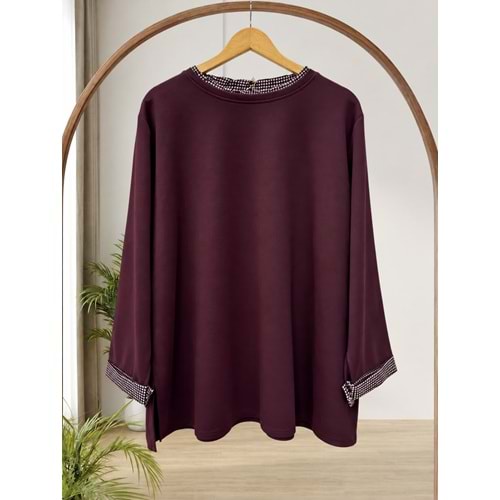 Yakası Garnili Tunik 2039 - Mürdüm - S-M
