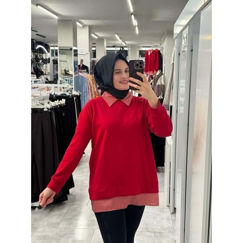 Polo Yaka Tunik 2049 - Kırmızı - L-XL