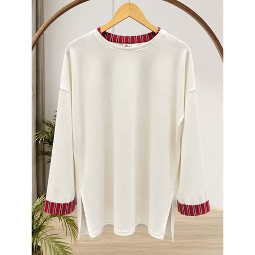 Yaka Manşet Garnili Tunik 931 - Ekru - S-M - AZRA09044-70783
