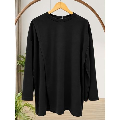 Bisiklet Yaka Belden Bağlamalı Tunik 27183 - Siyah - L-XL