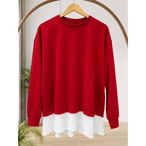 Altı Piliseli Tunik 3037 - Kırmızı - S-M
