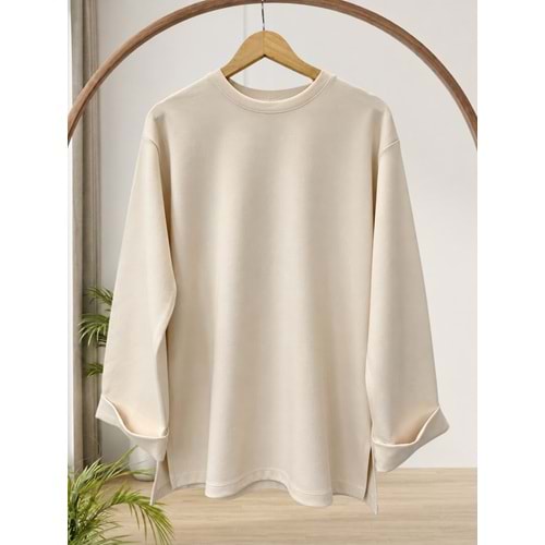 Belden Kemerli Face Kumaş Tunik 27217 - Bej - L-XL