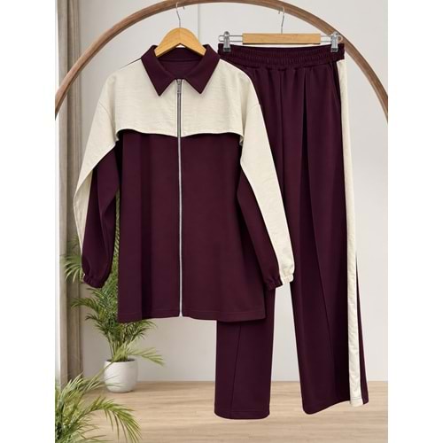 Paraşüt Garnili Takım 3508 - Mürdüm - L-XL