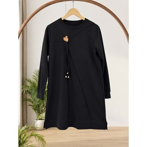 Sallantı Aksesuar Detaylı Tunik 61284 - Siyah - L