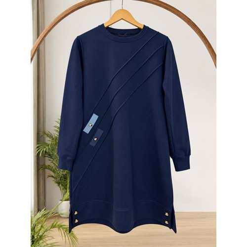 Düğme Detaylı Tunik 60484 - Lacivert - XL