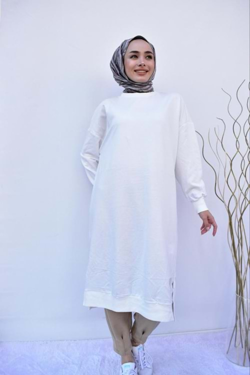 Soul Düz Tunik Uzun 30645 - Ekru - L-XL