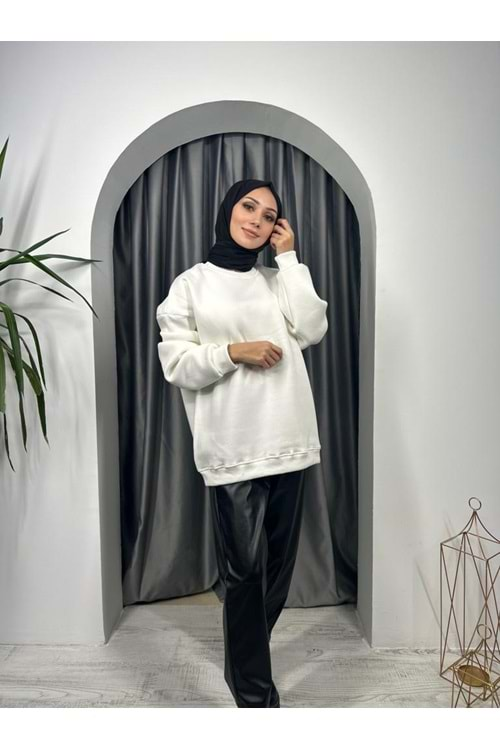 Şardonlu Sweat Birkim 00150 - azra fashion - Beyaz - M