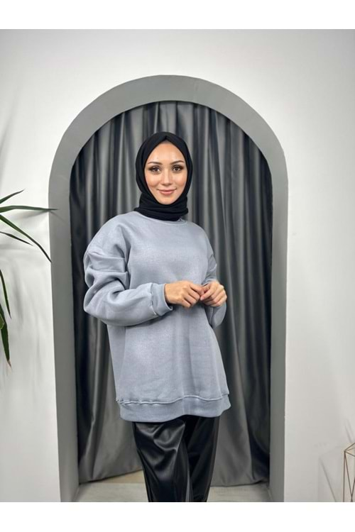 Şardonlu Sweat Birkim 00150 - azra fashion - Gri - M