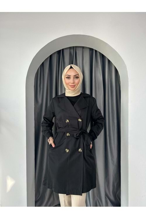 Kısa Trenchcoat 5864 KS11 - Siyah - 38 - AZRA04145-Siyah-38