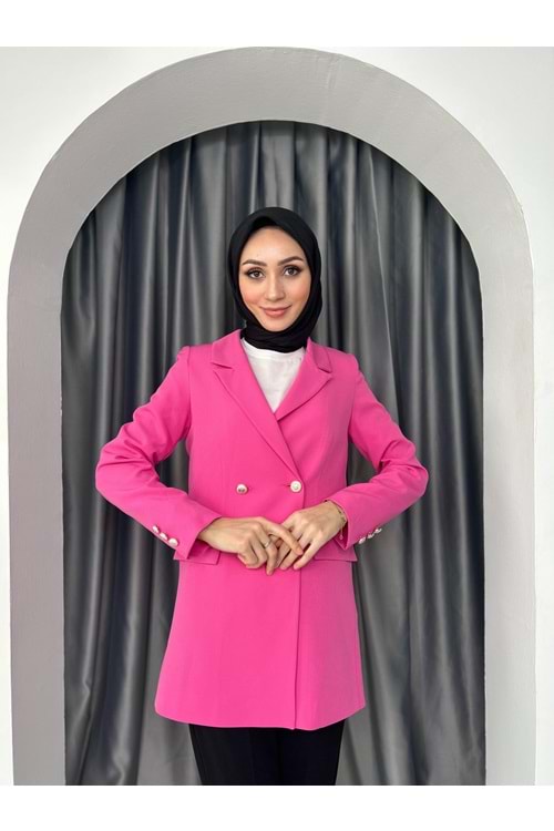 Dublle Kumaş Blazer Ceket - Pembe - L