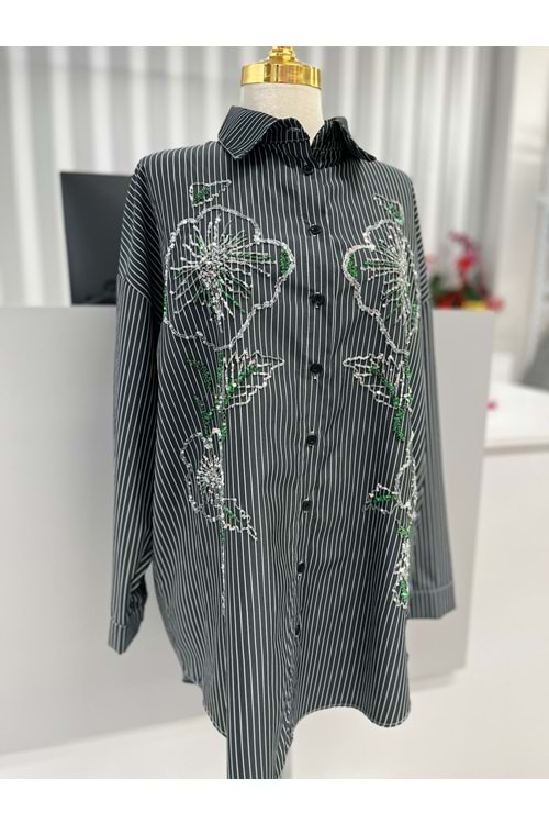 Pullu Gömlek 17909 - Füme - TEK BEDEN