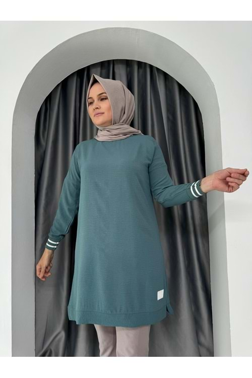 Şerit Detaylı Armalı Tunik 577 - Mint Yeşili - 48-50