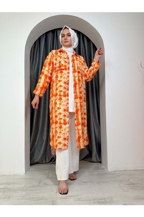 Long Gömlek Puane 10547 - azra fashion - Turuncu - S-M