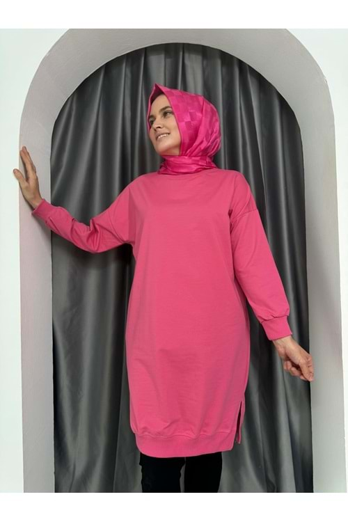 Azra Düz Sweat 24178 - azra fashion - Pembe - L-XL