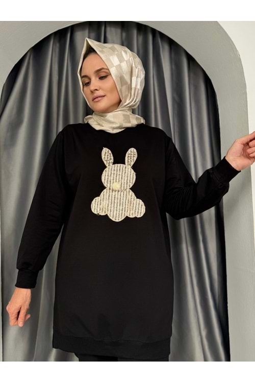 Tavşanlı Sweat 25201 - Siyah - S-M - AZRA04936-Siyah-S-M