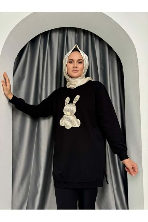 Tavşanlı Sweat 25201 - Siyah - S-M - AZRA04936-Siyah-S-M